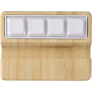 Logotrade promotional item picture of: Algol recycled plastic phone stand and fidget toy with bamboo details