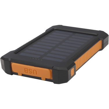 Logo trade promotional items image of: Altair 5000 mAh 10W recycled plastic rugged solar power bank with built-in torch