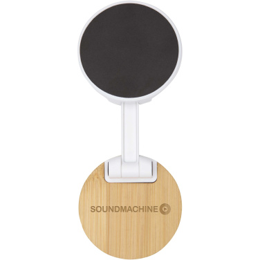 Logo trade business gift photo of: Alcor recycled plastic foldeable magnetic phone stand with bamboo details