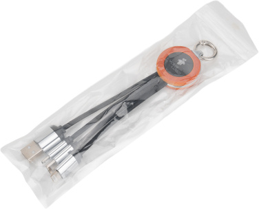 Logotrade promotional item picture of: 4-in-1 cable with elighted logo in a wooden casing