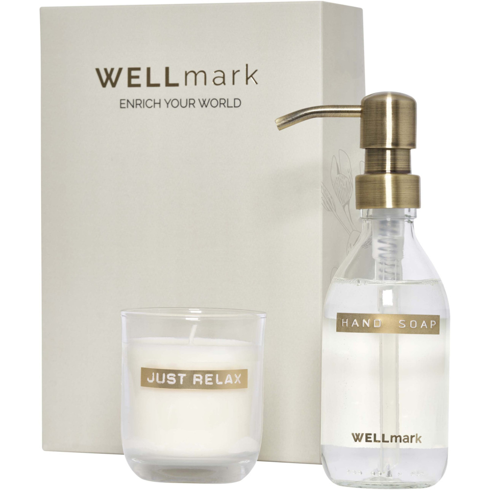 Logotrade promotional giveaway image of: Wellmark Discovery 250 ml hand soap dispenser and 150 g scented candle set
