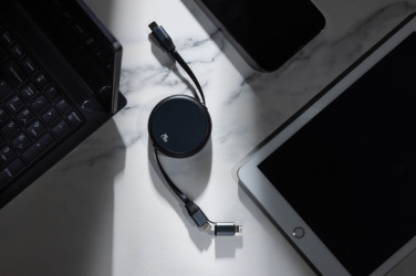 Logotrade promotional gift image of: Terra RCS recycled aluminium retractable 240W 2-in-1 cable