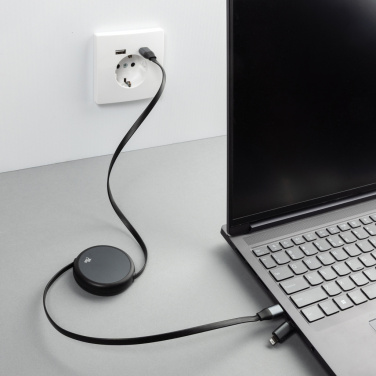 Logo trade promotional gift photo of: Terra RCS recycled aluminium retractable 240W 2-in-1 cable