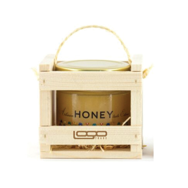 Logotrade promotional merchandise image of: ##Flower honey in a wooden box, 300 ml with custom design