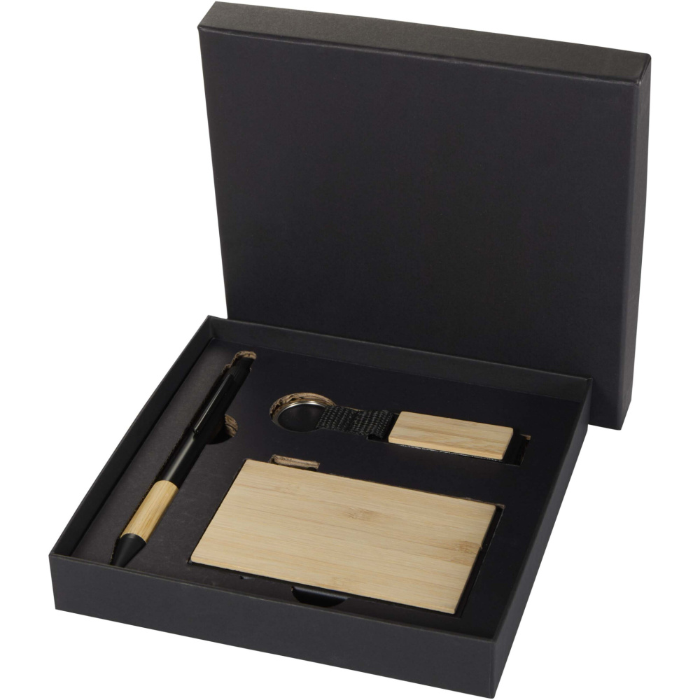 Logo trade promotional product photo of: Minka RCS recycled aluminium ballpoint pen, keychain and RFID card holder gift set