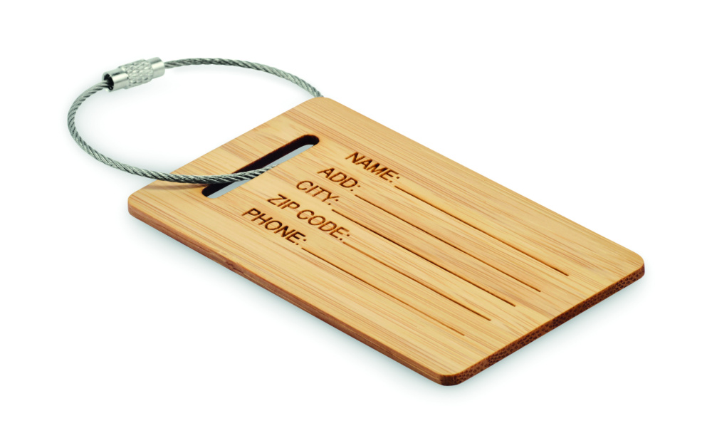 Logo trade promotional products image of: Bamboo luggage tag