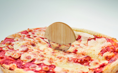 Logotrade promotional product picture of: Round bamboo pizza cutter