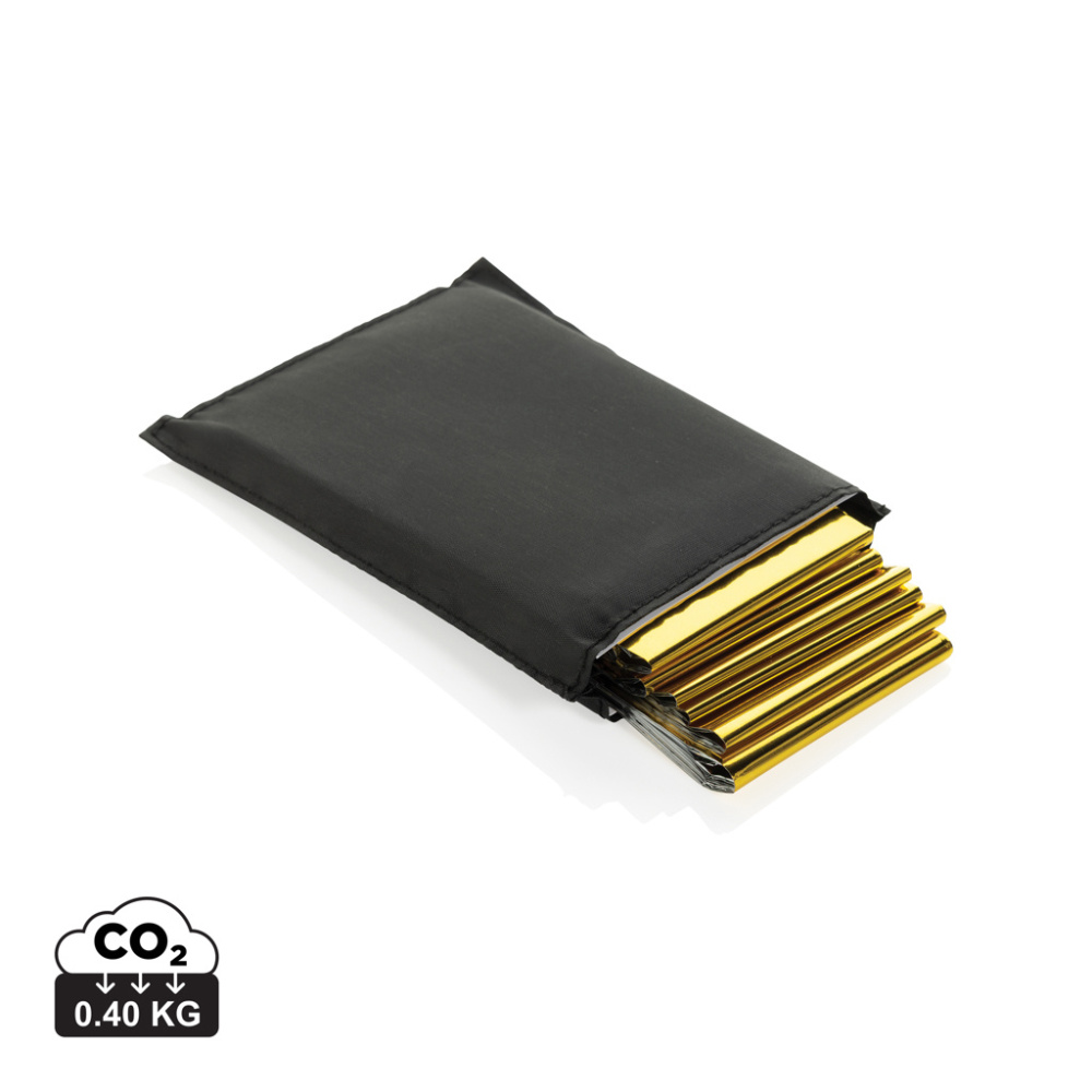 Logotrade promotional giveaways photo of: Solra emergency blanket in RCS recycled RPET pouch