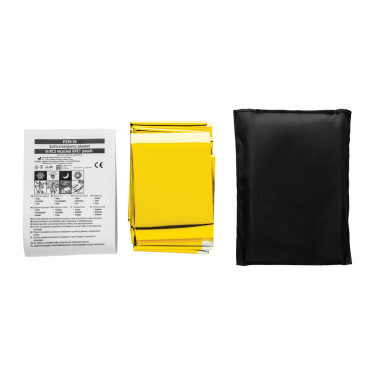Logo trade promotional merchandise photo of: Solra emergency blanket in RCS recycled RPET pouch