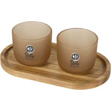 Logo trade promotional gifts image of: Male wooden serving tray and glass cups set