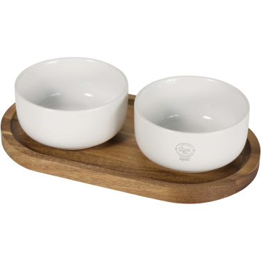 Logotrade promotional giveaways photo of: Noa wooden tray and ceramic serving bowls set