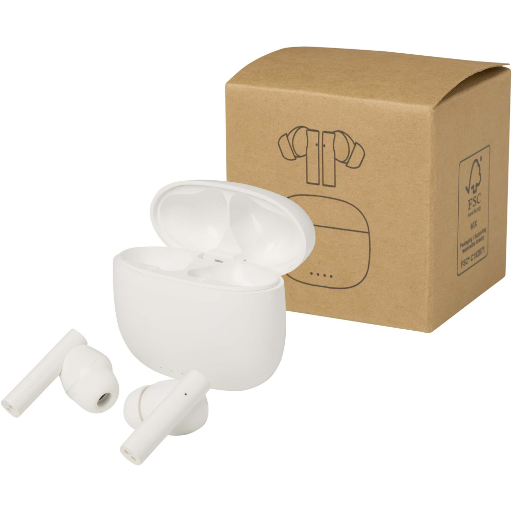 Logo trade advertising product photo of: Alterf recycled plastic True Wireless Bluetooth® headset with silicone eartips