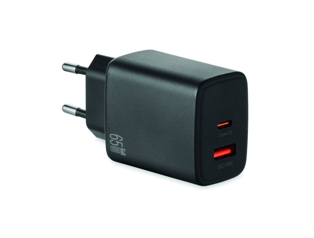 Logo trade advertising products image of: EU 2-pole wall adapter/charger