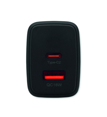 Logo trade promotional products image of: EU 2-pole wall adapter/charger