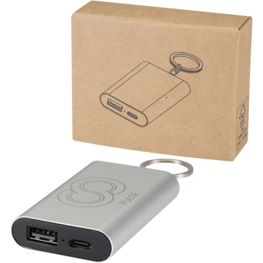 Logotrade promotional product picture of: Arcturus 2000 mAh recycled aluminium power bank with keychain