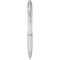 Nash RCS recycled plastic ballpoint pen with coloured barrel and grip (black ink), Transparent