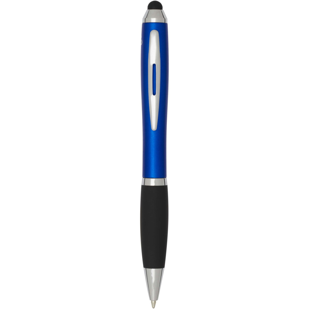 Logotrade promotional merchandise picture of: Nash RCS recycled plastic stylus ballpoint pen with coloured barrel and black grip (black ink)