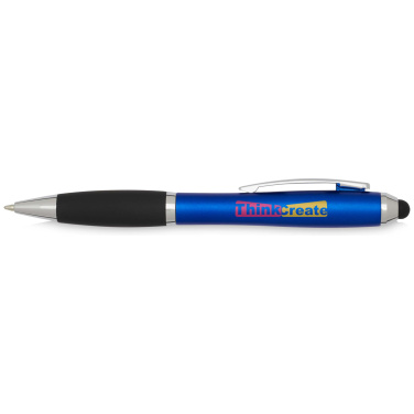 Logotrade promotional merchandise image of: Nash RCS recycled plastic stylus ballpoint pen with coloured barrel and black grip (black ink)
