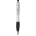 Nash RCS recycled plastic stylus ballpoint pen with coloured barrel and black grip (black ink), Silver