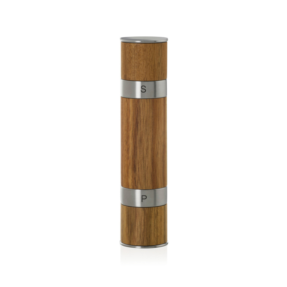 Logo trade corporate gifts image of: AdHoc Duomill Pepper and salt double mill