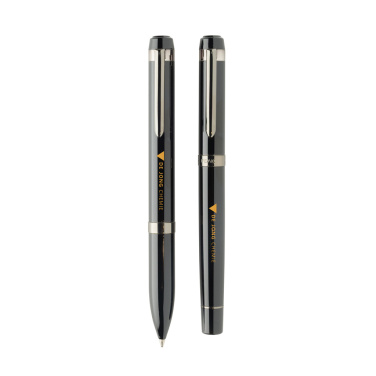 Logo trade corporate gifts picture of: Swiss peak OSLO recycled stainless steel deluxe pen set