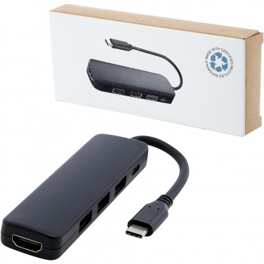 Logo trade ärikingi pilt: Loop RCS taaskasutatud plastist multimeediumiadapter USB 2.0-3.0 HDMI-pordiga