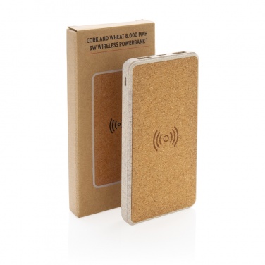 Logo trade firmakingituse pilt: Korgi- ja nisukõrrega 8000 mAh 5W juhtmevaba akupank
