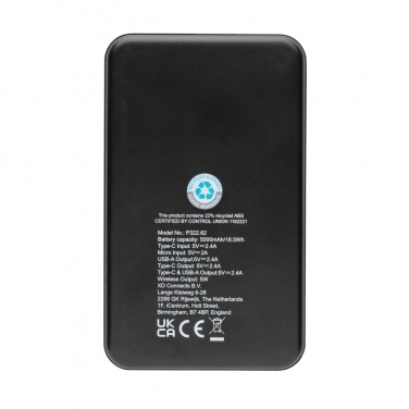 Logotrade ärikingituse foto: RCS taaskasutatud plastist 5000 mAh 5W juhtmevaba akupank