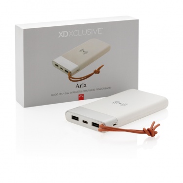Logo trade ärikingituse pilt: Aria 8000 mAh 5W juhtmevaba laadimise akupank