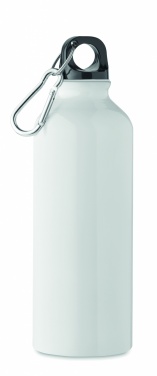 Logotrade reklaamkingi foto: Taaskasutatud alumiiniumist valmistatud ühekordse seinaga joogipudel 500 ml karabiiniga