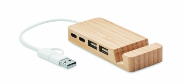 Logo trade firmakingi pilt: Bambusest USB 4 pordiga jaotur
