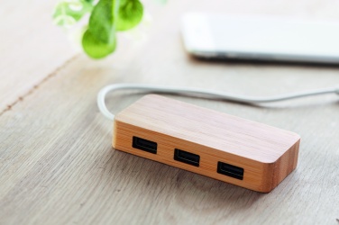 Logotrade ärikingid pilt: Bambusest USB 3 pordiga jaotur