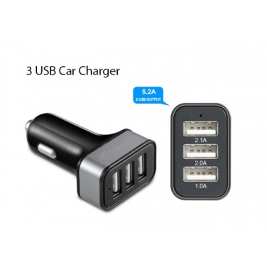 Logo trade reklaamtoote pilt: Autolaadija 3 USB pesaga