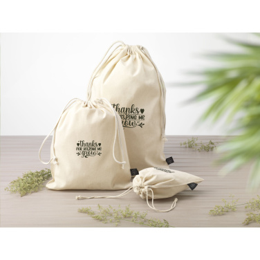 Logotrade meene foto: Naturaalsest GRS-i taaskasutatud puuvillast kingikott (150 g/m²) L