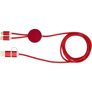 Logo trade reklaamkingid foto: Punane Alasia 5-in-1 taaskasutatud alumiiniumist ja plastikust 150 cm kiirlaadimiskaabel