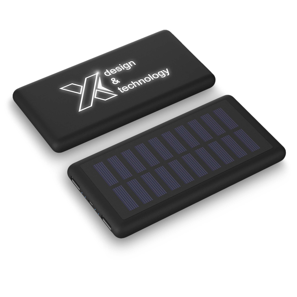 Logotrade firmakingituse foto: SCX.design P30 8000 mAh valgustusega päikesepatareiga akupank