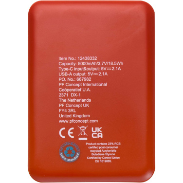 Logotrade reklaamtoote foto: Asama 5000 mAh Type-C taaskasutatud plastist akupank