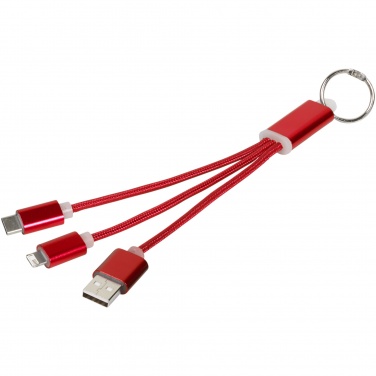 Logotrade mainostuote tuotekuva: Metal 3-in-1 -latauskaapeli avainketjulla
