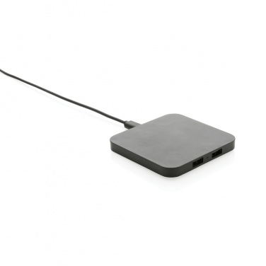 Logo trade mainoslahja kuva: RCS 10W langaton laturi USB porteilla kierrätetystä muovista