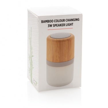 Logo trade mainoslahja kuva: Bamboo 3W kaiutin väriä vaihtavalla valolla