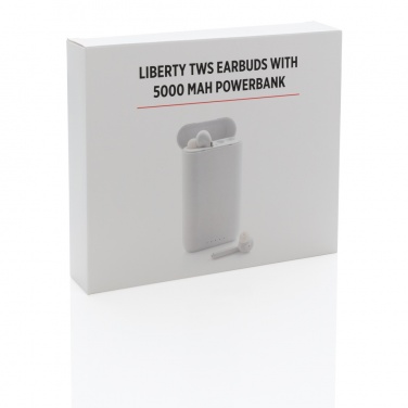 Logo trade liikelahjat tuotekuva: Liberty TWS nappikuulokkeet 5.000 mAh varavirtalähteellä