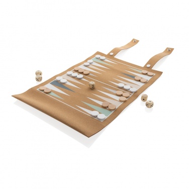 Logotrade mainoslahja tuotekuva: Britton taitettava backgammon -ja tammipelisetti korkista