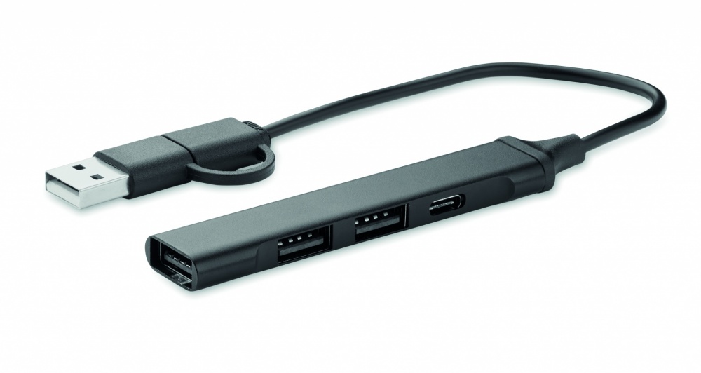 Logo trade mainoslahja kuva: USB 4 portin keskitin 19 cm