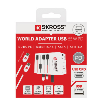 Logo trade liikelahjat mainoslahjat kuva: SKROSS World Travel adapteri MUV 65W PD USB C -kaapelilla