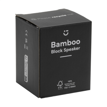 Logotrade liikelahja tuotekuva: Bamboo Block -kaiutin langattomalla laturilla