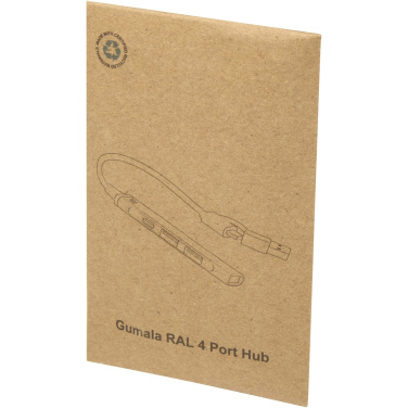 Logotrade mainostuote tuotekuva: Alkaid 4-porttinen kierrätetystä alumiinista valmistettu USB-A- ja Type-C-keskitin, jossa kaksi sisääntuloa