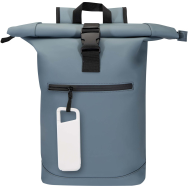 Logo trade mainoslahja ja liikelahja tuotekuva: Alkes 5 000 mAh:n ja 12 W:n kierrätysmuovista valmistettu vedenkestävä varavirtalähde jousihaalla