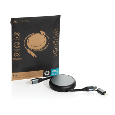 Logotrade mainostuote tuotekuva: Terra RCS 240W kierrätysalumiini 2 in 1 vetokaapeli