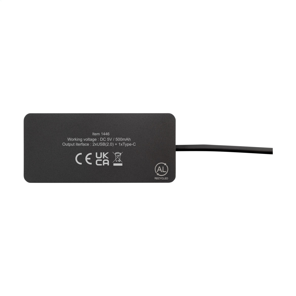 Logotrade reklaminiai produktai nuotrauka: „Tecco GRS“ perdirbtas aliuminio USB šakotuvas