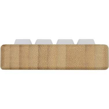 Logotrade verslo dovanos nuotrauka: „Algol“ perdirbto plastiko telefono stovas ir žaislas-juodas fidget'as su bambuko detalėmis